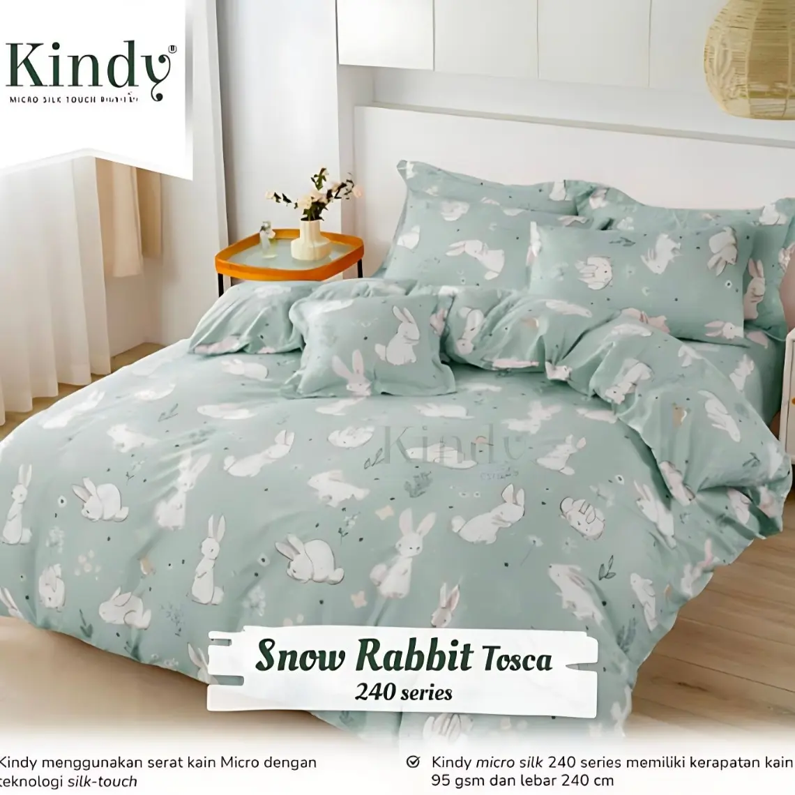 Sprei Karakter Anak Snow Rabbit Tosca Ukuran 90x200 - 200x200 Bantal Kain