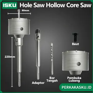 ISKU Hole Saw Hollow Core Saw 30-90MM Mata Bor Hole Saw Lubang Tembok Beton Pelubang Beton Tembok