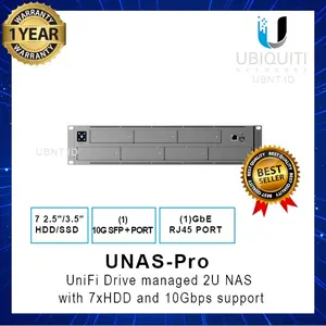 Ubiquiti UNAS-Pro UniFi Drive managed 2U NAS with 7xHDD and 10Gbps support