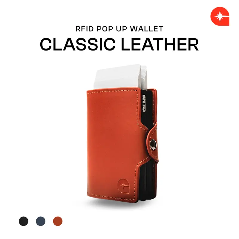 CLASSIC RFID Leather Pop Up Card Case Wallet by GLHF Studio 0