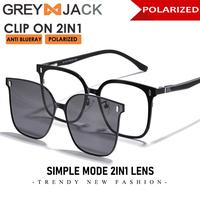 Gambar Grey Jack Kacamata Clip On 2in1 Model Kotak Bahan Metal Fashion Pria Wanita Free Lens Polarized Anti Silau Keren Bisa Minus 7021 - FULL BLACK, CLIP ON Normal dari Grey Jack Eyewear Kota Administrasi Jakarta Barat 3 Tokopedia