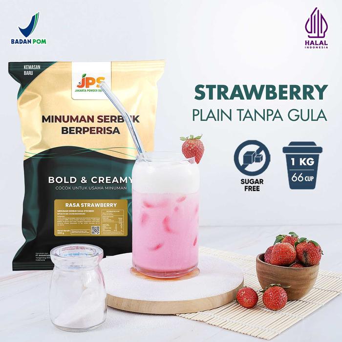 Gambar Bubuk Minuman Strawberry Plain Powder JPS Tanpa Gula dari Jakarta Powder Supply Kota Tangerang Tokopedia