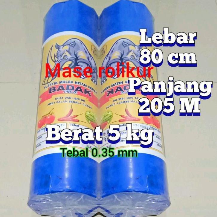 Plastik Mulsa Hitam Perak Lebar 80Cm Panjang 205 M Berat 5Kg Cap Badak - L 80cm P 205M, Mulsa