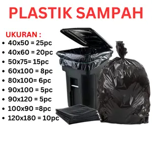 Kantong Plastik Sampah Hitam | Trash Bag Jumbo 20 Liter Uk. 40x50 | 40x60 | 50x75 | 60x100 | 80x100 | 90x100 | 90x120 | 100x90 | 120x180