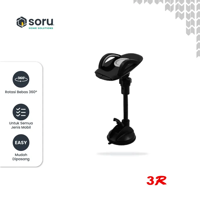 SORU 3R Phone Holder Dudukan Handphone Dashboard Mobil Mount Suction Cup Windshield Simple Phone Holder for Car 1