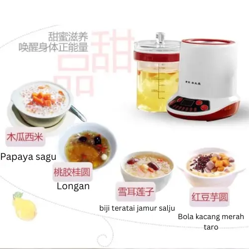 Slow Steamer Cooker Listrik Sarang Walet Jamu Sup Herbal Teh Manisan 6