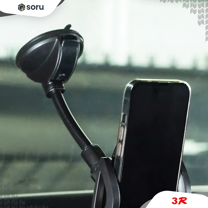 SORU 3R Phone Holder Dudukan Handphone Dashboard Mobil Mount Suction Cup Windshield Simple Phone Holder for Car 2