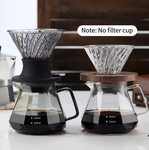 Trosten Diamond Cut Shape Server With Lid 400ml / 600ml Premium Borosilicate Glass Sharing Pot Glass V60 Manual Brew Drip Coffee Pour over coffee Server teko Kopi dengan Tutup bahan kaca berkualitas tahan panas dingin Heat Cold Resistant