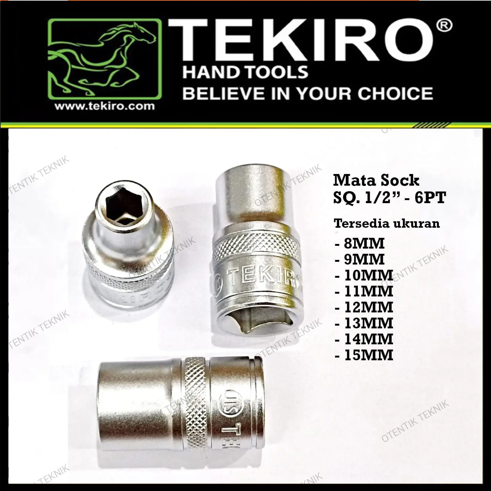 TEKIRO MATA SOCK SQ 1/2" 6PT - TEKIRO KUNCI SOCKET SQUARE 1/2" 6 PT - KONCI SOK ORIGINAL - 8MM / 9MM / 10MM / 11MM / 12MM / 13MM / 14MM / 15MM