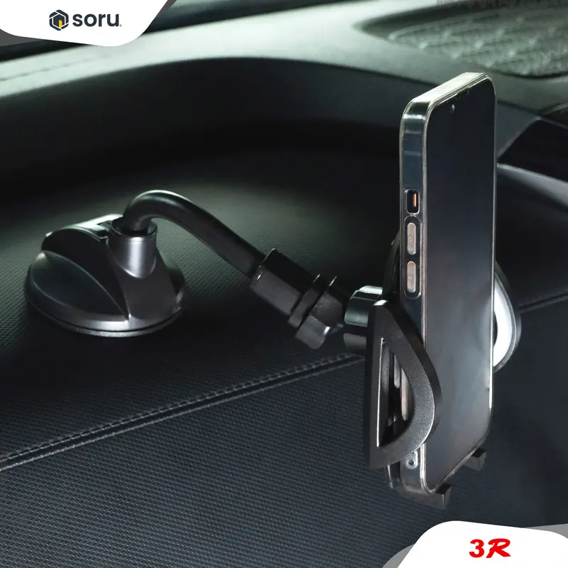 SORU 3R Phone Holder Dudukan Handphone Dashboard Mobil Mount Suction Cup Windshield Simple Phone Holder for Car 4