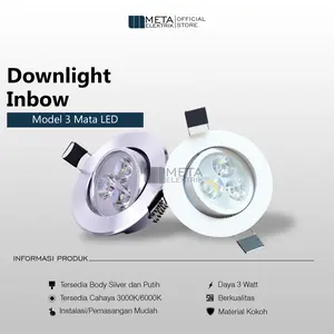 Lampu downlight led 3w plafon 3 mata