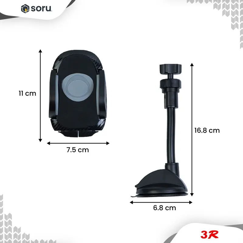 SORU 3R Phone Holder Dudukan Handphone Dashboard Mobil Mount Suction Cup Windshield Simple Phone Holder for Car 5