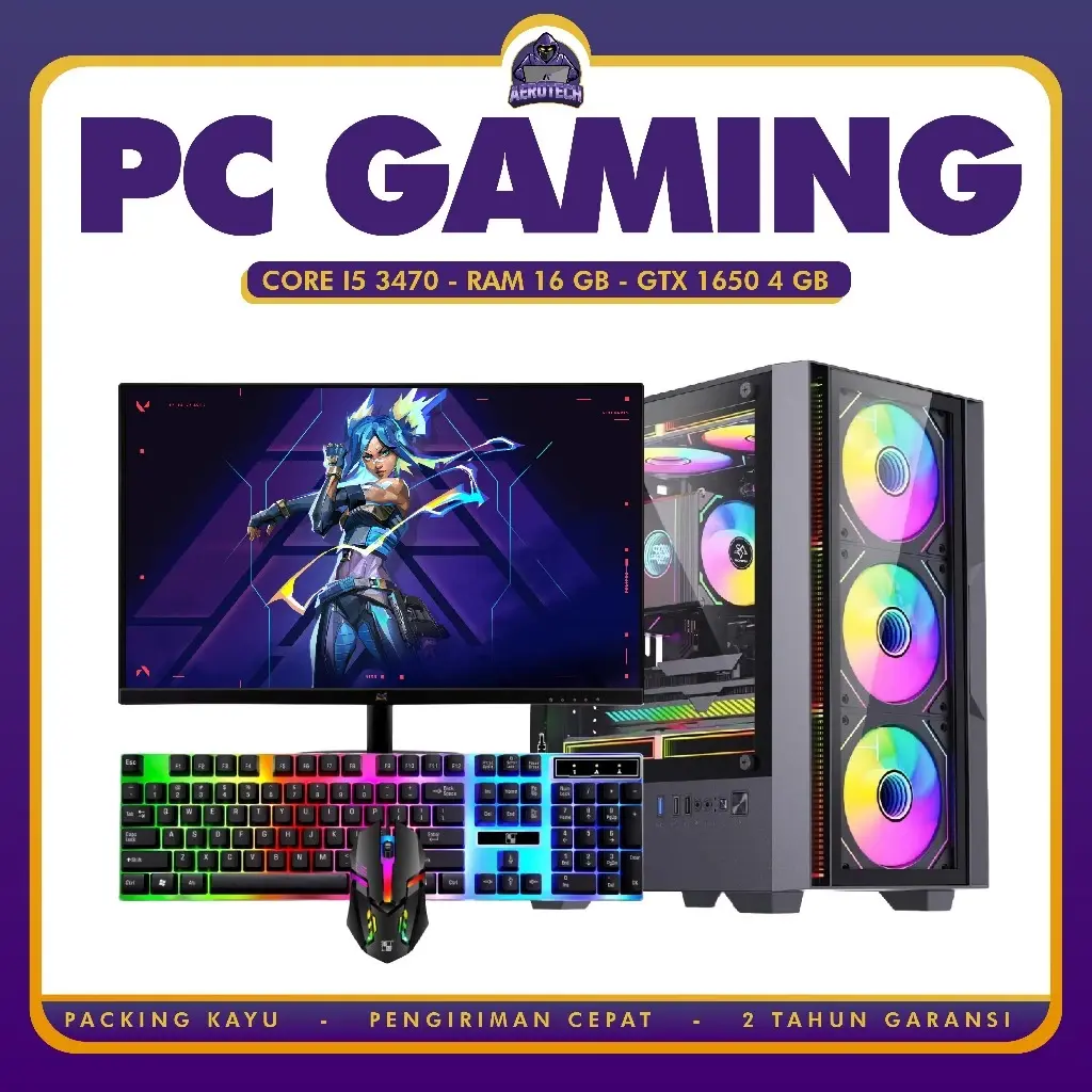 AEROTECH ENTRY PC RAKITAN GAMING I5 3470 | RAM 16 GB | VGA 4 GB | LED 24 INCH GARANSI 1 TAHUN