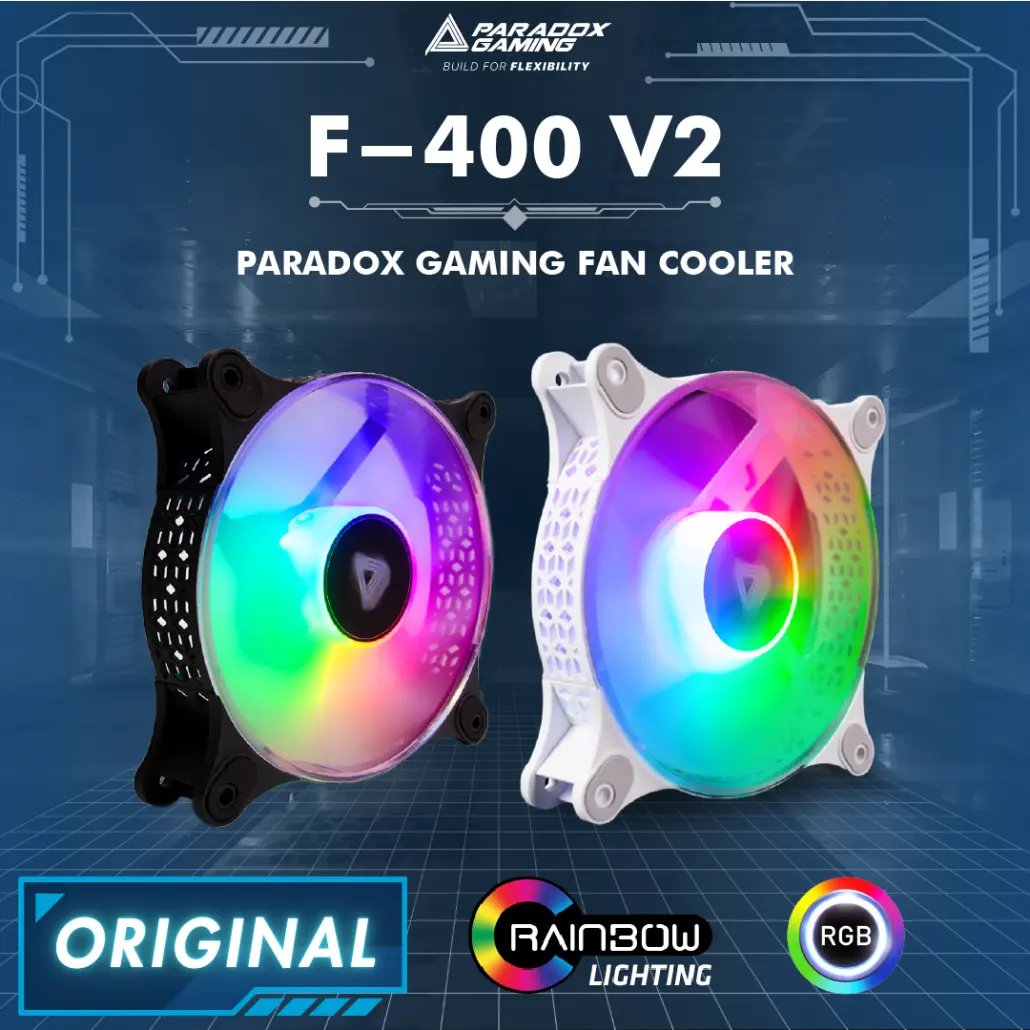 PARADOX GAMING HYPERSONIC FAN 12CM F400 RAINBOW LED - BLACK V2