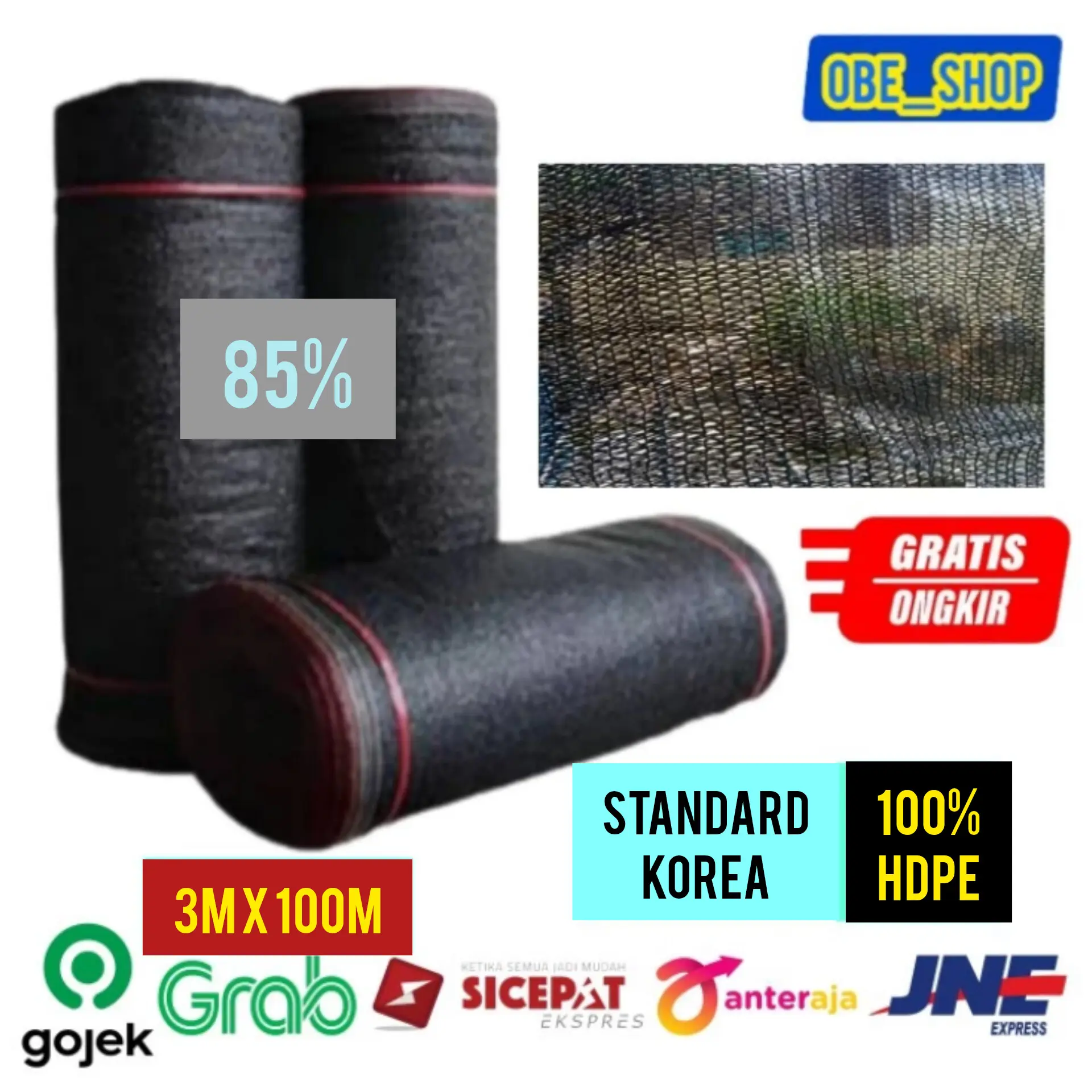 Eceran Jaring Paranet Lebar 3M Murah Anti Panas Anti Uv Taman Garasi