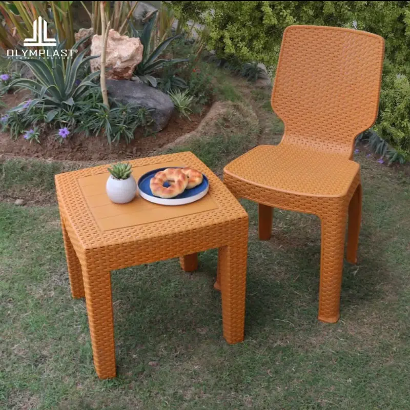 Meja Plastik / Meja Teras / Meja Taman Olymplast Motif Rotan 2