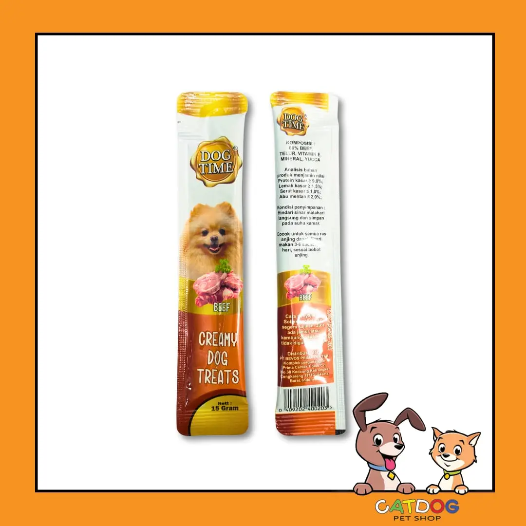 Dog Time Creamy Dog Treats Beef Flavor 15gr (ECER PER PCS)