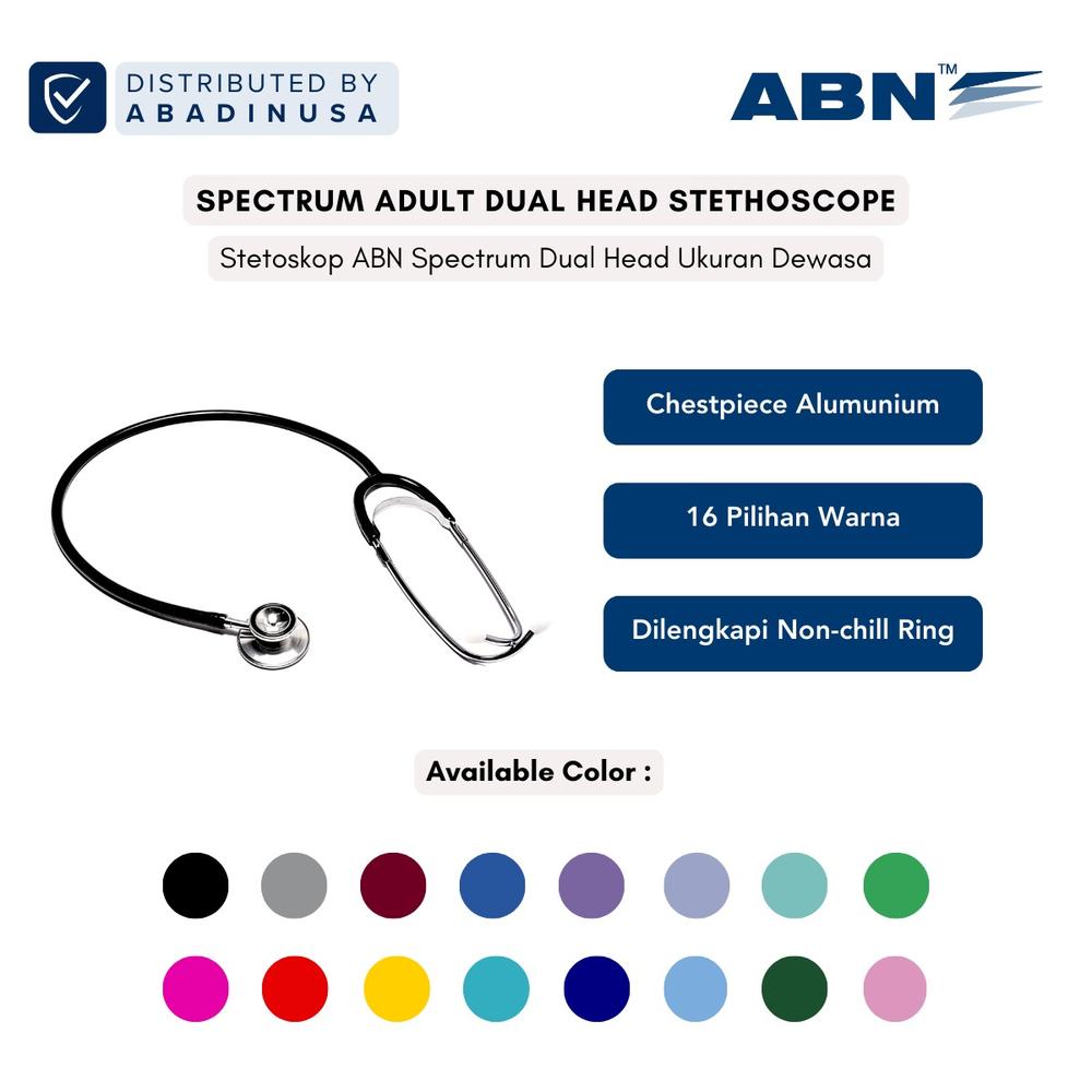 Stetoskop ABN Spectrum Dual Head Ukuran Adult - Grey