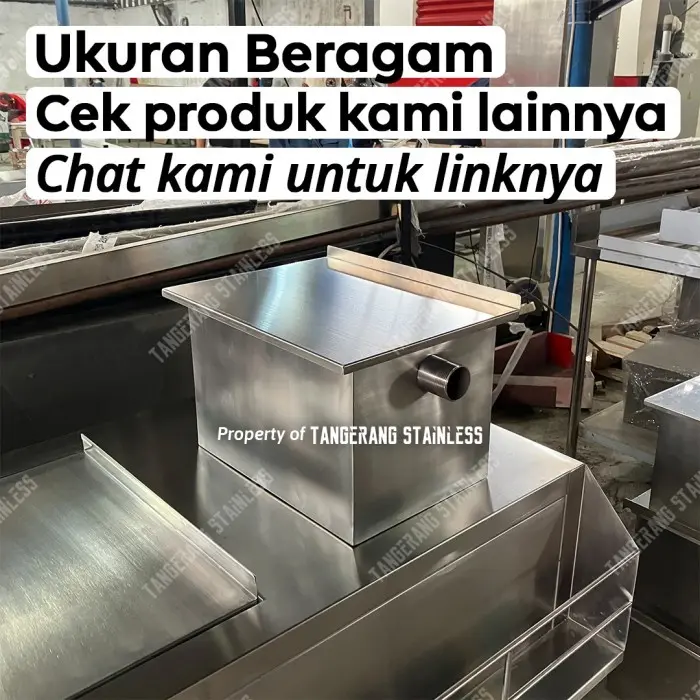 Grease Trap Stainless Steel 201 dim.40x30x25 cm - custom 2 lubang 3" 2