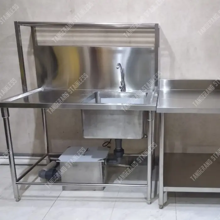 Grease Trap Stainless Steel 201 dim.40x30x25 cm - custom 2 lubang 3" 5