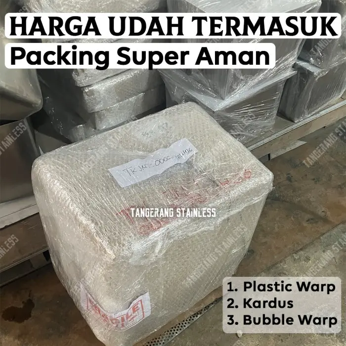 Grease Trap Stainless Steel 201 dim.40x30x25 cm - custom 2 lubang 3" 3