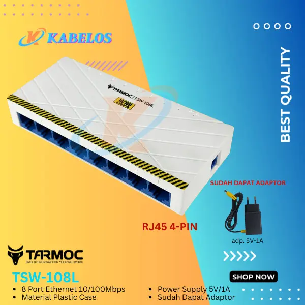 Tarmoc TSW-108L, 10/100 Switch Unmanage 8 port Plastic Case
