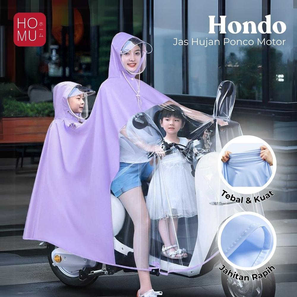 HOMU HONDO Jas Hujan Ponco DOUBLE PVC Premium - 2Kepala Skyblue