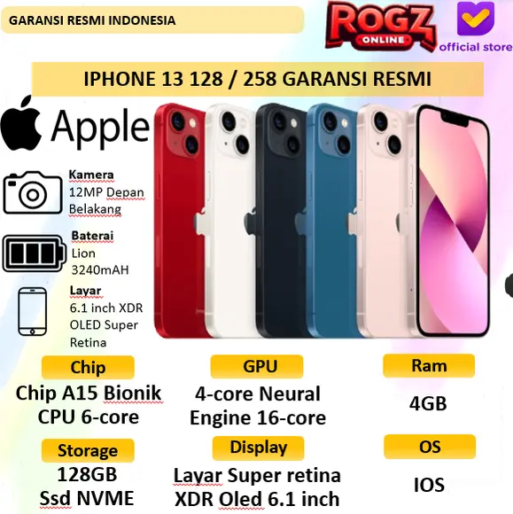 Apple Iphone 13 128GB Garansi Resmi IBOX / GDN Indonesia