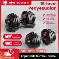 Gambar Adjustable Dumbell Barbell Alat Fitness Set 2.5 KG - 24 KG 15 level Adjustable Barbel Fitness - 24KG dari eBuy Indonesia Kab. Tangerang 1 Tokopedia