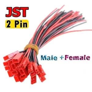 Socket merah JST kabel 2 pin 10cm ( male + female ) Quick Connector