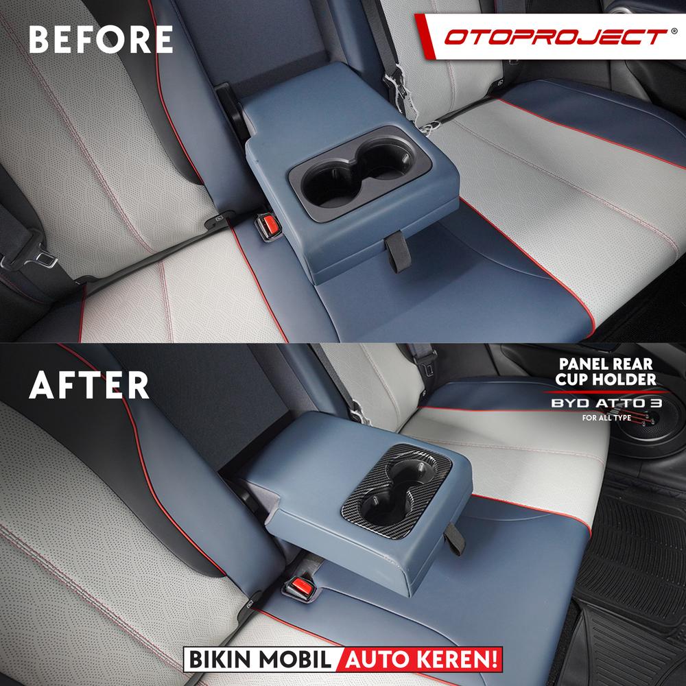 Otoproject - Panel Rear Cup Holder Atto 3 Carbon | Cover Cup Holder Belakang Atto 3 - CARBON
