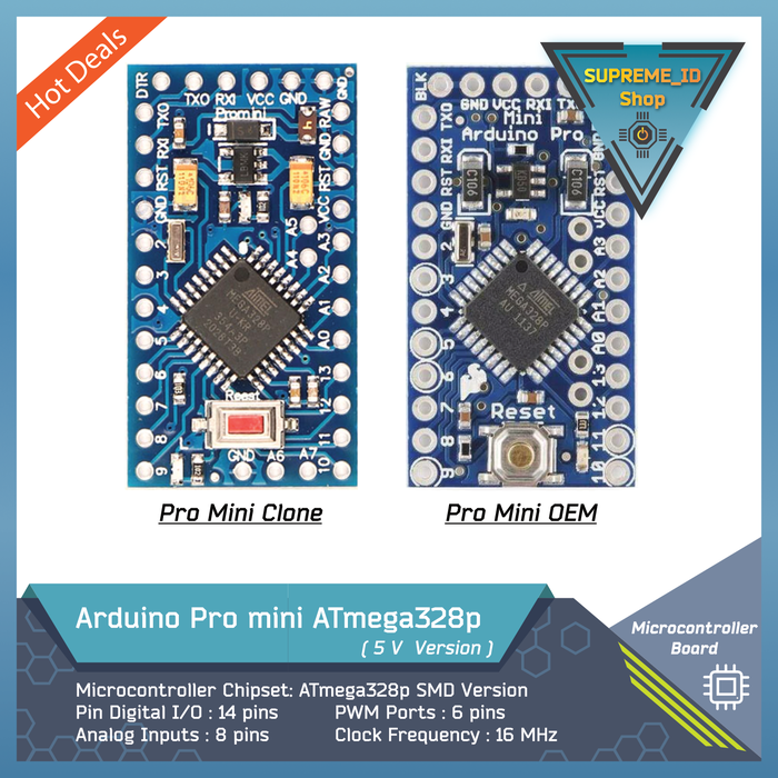 Jual Arduino Pro mini ATmega328 16 Mhz Microcontroller Dev Board - 5V ...