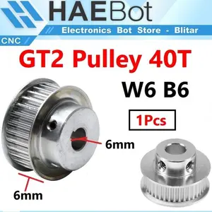 [EBS] GT2 PULLEY TIMING CNC 40T W6 BORE 5 6 6.35 8 10 12 MM PULEY 3D