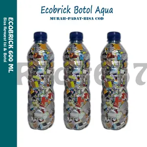 Ekobrick Botol Aqua 600 ml Palstik Kopi Ciki DLL Berat 200 - 300 Gram Padat Murah Ecobrick Ciamis