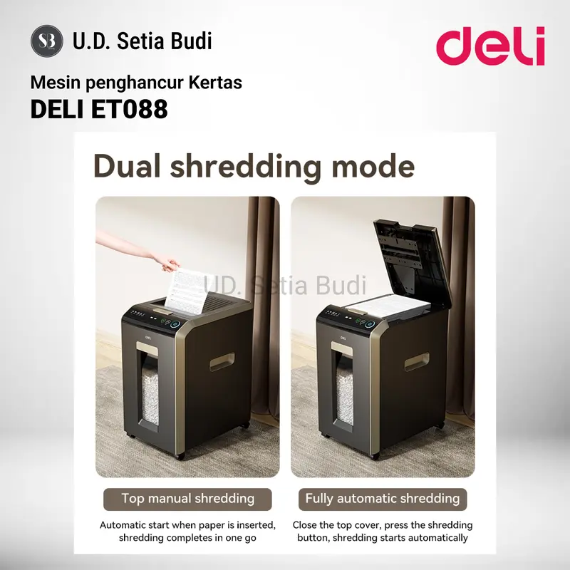 Deli Paper Shredder ET088 Mesin Penghancur Kertas Automatis  Deli ET088 Kapasitas 200 Lembar 32L 3