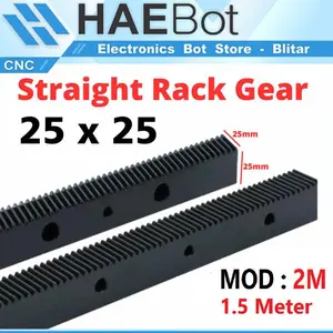 RACK GEAR STRAIGHT RACKGEAR 2M 25X25 1500MM 1.5METER PINION LURUS SPUR CNC ROUTER PLASMA TRANSMISI MESIN INDUSTRI