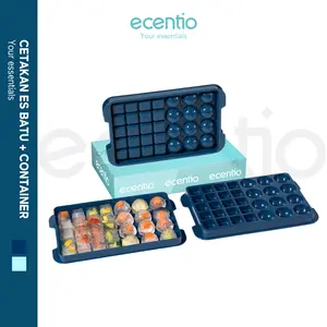 ecentio Cetakan Es Batu kreatif 2-in-1 Ice Cube Tray Honeycomb Heksagon 32 Slot DIY Pembuat Es Bola