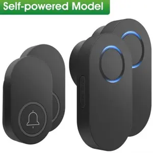 MORE [ 2 Button + 2 Receiver ] Bel Pintu Wireless Modern Rumah Anti Air Minimalis Tanpa Baterai Door Bell 60 Chimes Outdoor 350M Indoor 50M Range 120db Home Bell IP44 Waterproof Door Ring Button Wireless Self Powered No Battery | 2.022.0515 | ML008-B-22EU