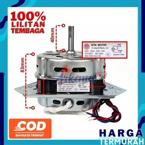 DINAMO SPIN PENGERING 2 TABUNG UNIVERSAL 70WATT LILITAN TEMBAGA | MOTOR DINAMO SPIN MESIN CUCI 2TABUNG MULTI UMUM 70WAT | SPINNER MESINCUCI 2 TABUNG AQUA / DENPO / AKARI / SANKEN / SANYO / DENPOO / POLYTRON AS 10 MM 70 WATT - ARKEMA