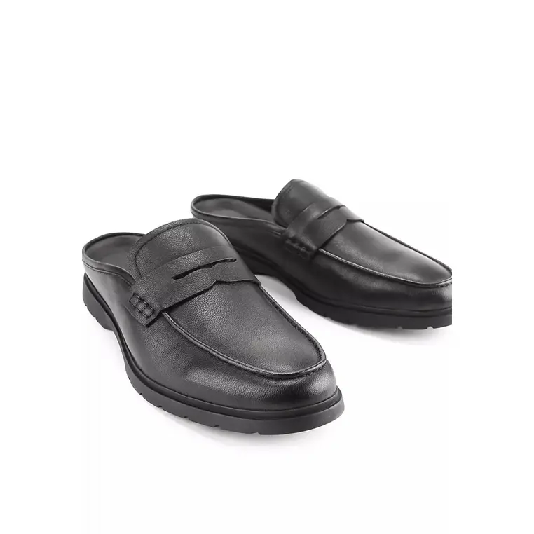 SEPATU SANDAL OBERMAIN PRIA ORIGINAL CASUAL KULIT ASLI HITAM OM01 3