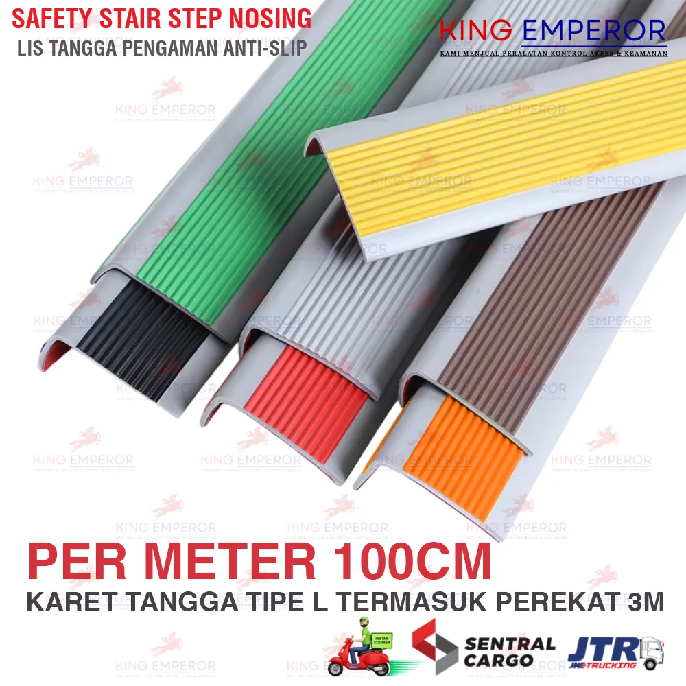 Lis Tangga Pengaman Anti Slip 5CM Tipe L Dengan Perekat 3M / Step Nosing Corner Strip Protector