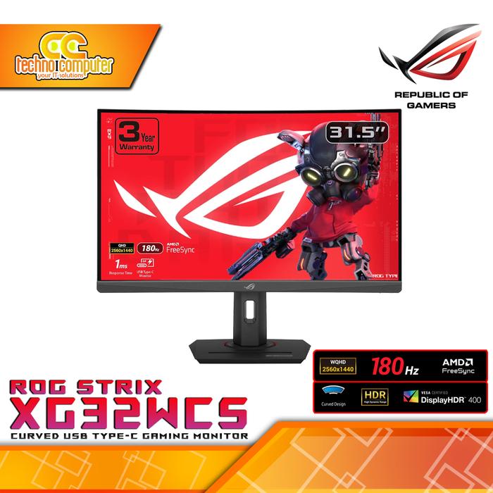 Gambar MONITOR ASUS ROG STRIX XG32WCS Curved Gaming Monitor - 32 inch, WQHD (2560 x 1440), VA, 180Hz, 1ms dari Techno Computer Bali Kota Denpasar Tokopedia
