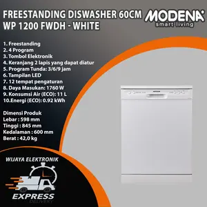 Modena WP 1200 FDWH - Mesin cuci Piring Modena WP1200FDWH / Diswasher