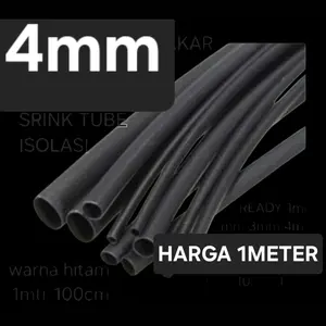 4mm heatshrink selongsong selang isolasi bakar hitam 4mm 1mtr 4 mm 1m