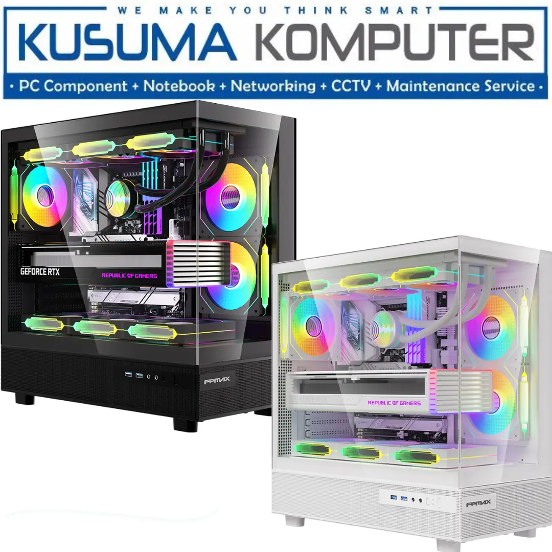Casing FPMAX Crystal Z8 Free 3 Fan Black White ATX Gaming Case