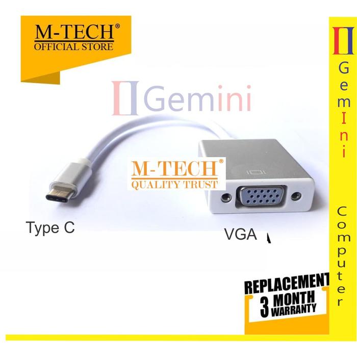 Gambar Kabel Konverter Type C To VGA / Converter USB Type C to VGA dari Gemini Comp Kota Bandung Tokopedia