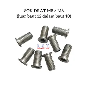 sok drat bosh drat M8 × M6 verbosh drat luar baut 12 dalam baut 10 panjang 16.5mm