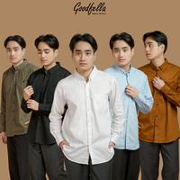 Gambar Kemeja polos pria basic lengan panjang - seoul | Goodfella Casual Formal Baju Cowok Kerah - Hitam, M dari goodfella Kota Administrasi Jakarta Pusat 1 Tokopedia