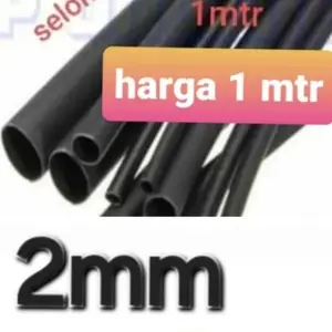 2mm selang isolasi selongsong bakar heatsrink heat shrink hitam 2 mm