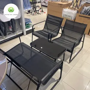 Set 4 Pcs Kursi & Meja Teras Textiline Lounge Soleil Hitam Outdoor